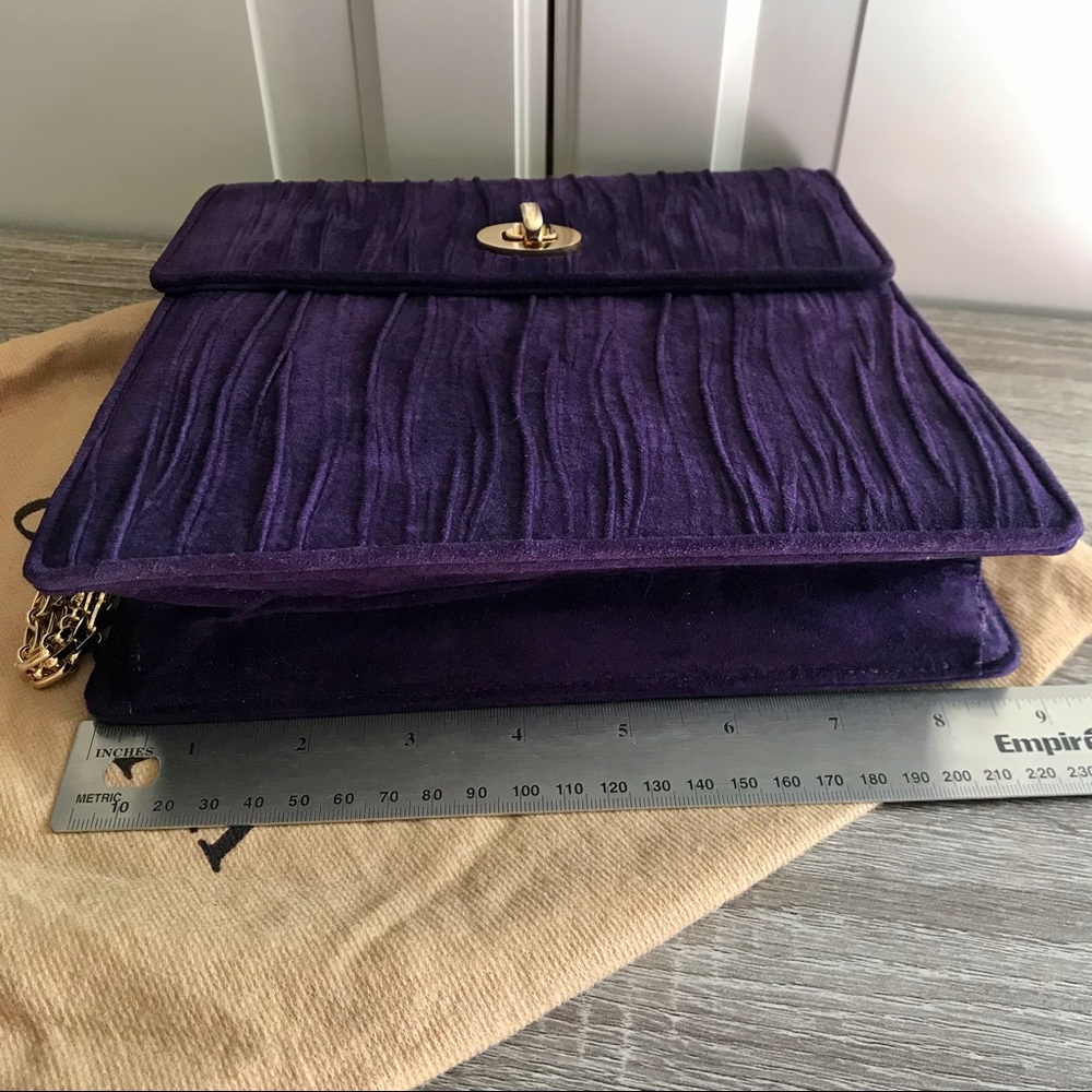 Valentino Purple Suede Chain Link Purse - Picture 8 of 14